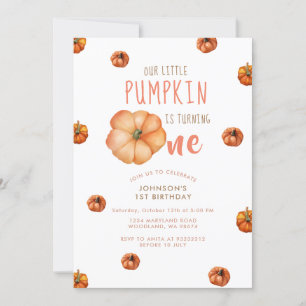 Notre petit citrouille a un an Invitation