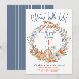 Notre Petit Citrouille Bleu Première Invitation An