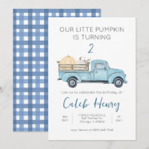 Notre petit Citrouille/Camion bleu Invitation d'an