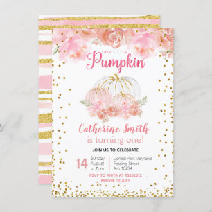 Notre petit Citrouille Invitation de 1er anniversa