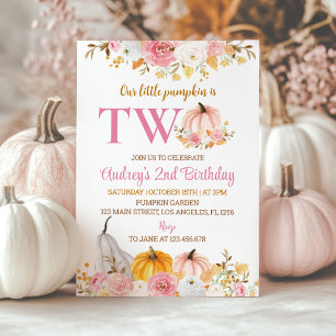 Notre Petit Citrouille rose 2e Invitation annivers