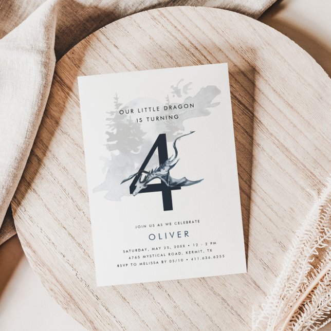 Notre Petit Dragon Boys Invitation 4e Anniversaire (Créateur téléchargé)