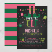 Notre Petit Elfe Invitation Anniversaire - Fille -