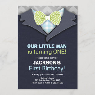 Notre Petit Homme Invitation Anniversaire Bow Crav