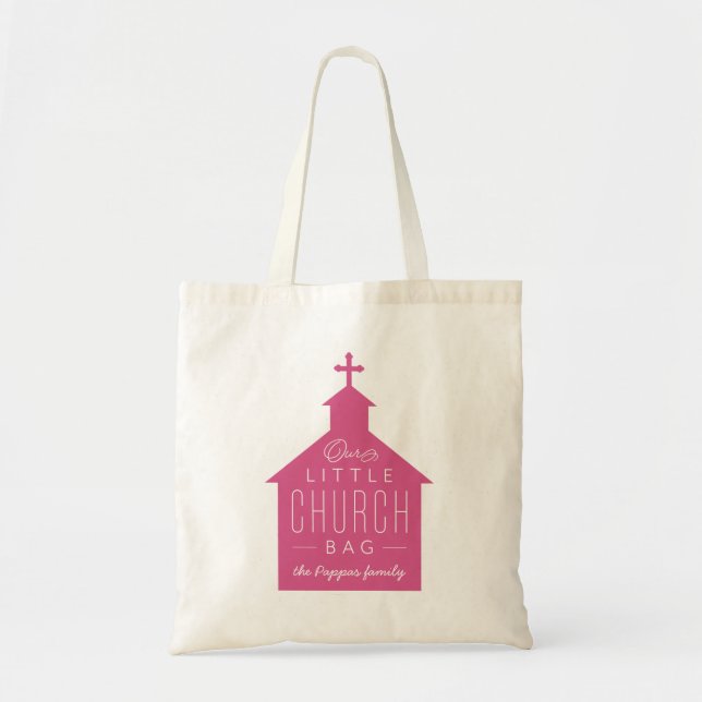 Notre petit sac d'église mignon rose personnalisé  (Devant)