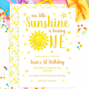 Notre Petit Soleil 1er Invitation Anniversaire - E
