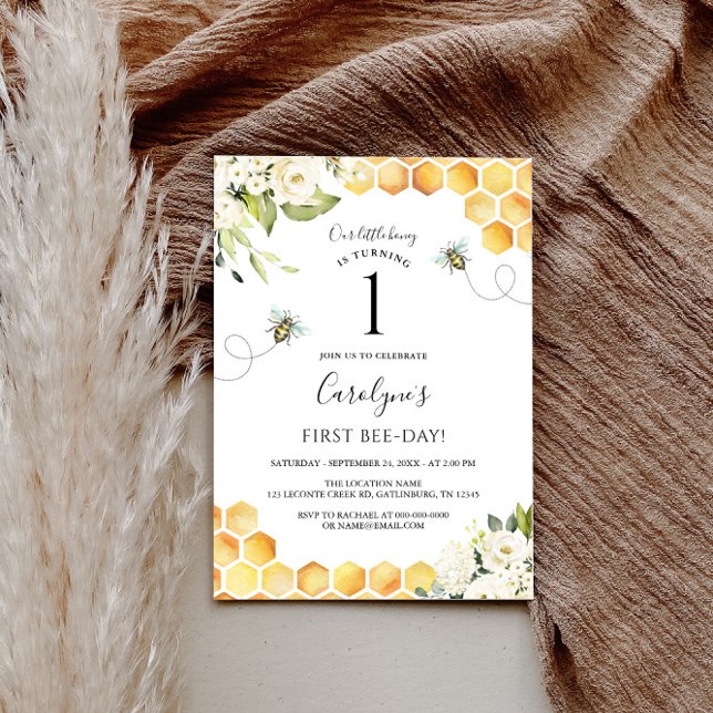 Notre petite abeille de miel 1er invitation annive (Créateur téléchargé)