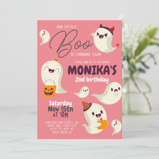 Notre petite fille Boo Halloween Invitation Annive (Debout devant)