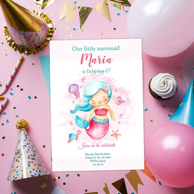 Notre Petite Fille Sirène Invitation Anniversaire (Créateur téléchargé)