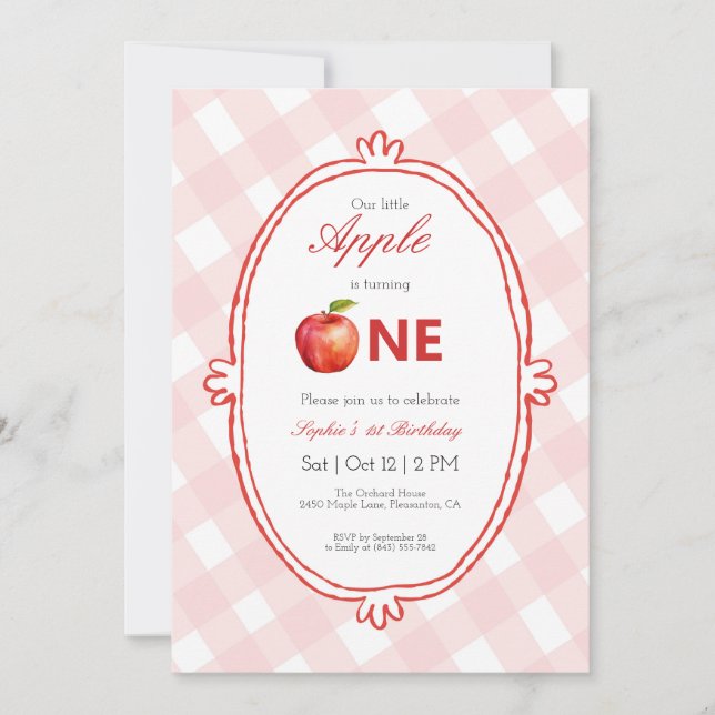 Notre petite pomme première invitation anniversair (Devant)
