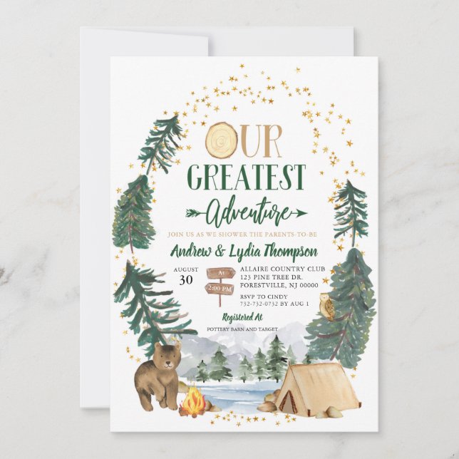 Notre plus grande invitation Baby shower aventure (Devant)
