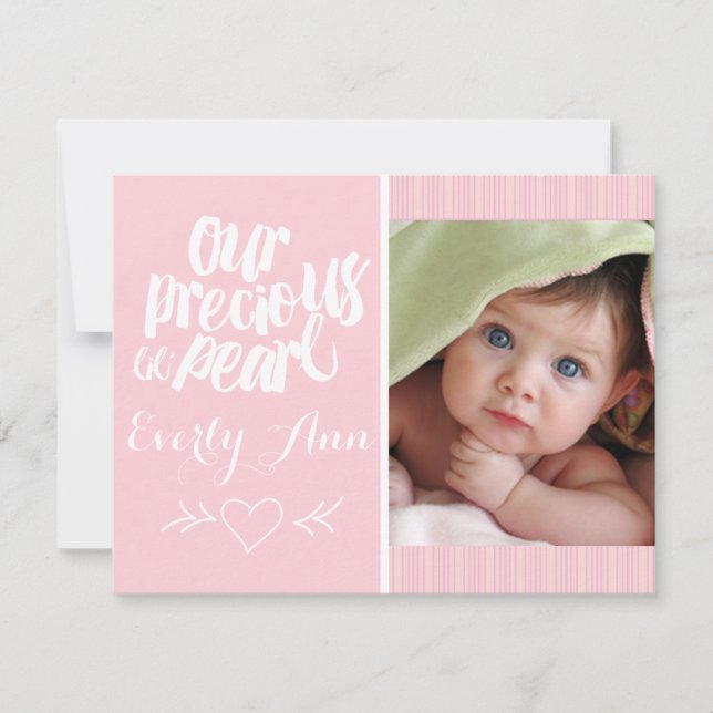 Notre Précieux Lil Pearl Baby Girl Faire-part (Devant)