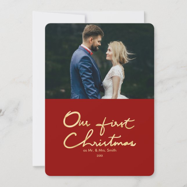 Notre premier Carte photo de Noël nouvellement mar (Devant)
