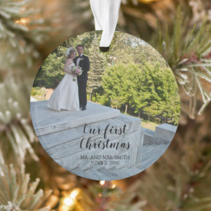 Notre premier Mariage de Noël Photo Élégant Script