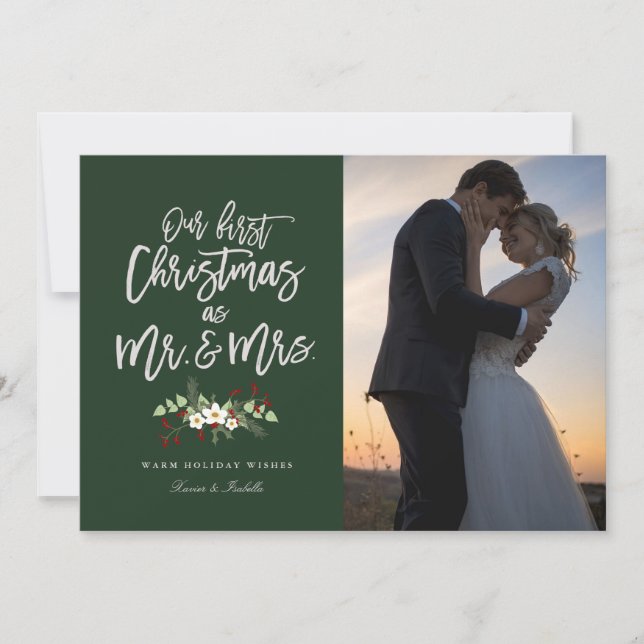 Notre Premier Noël En Carte photo Vacances Vertes (Devant)