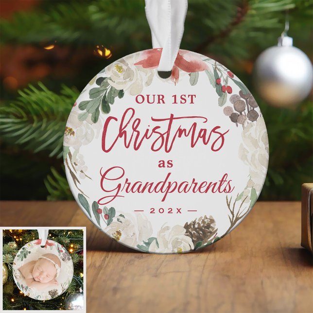 Notre premier Noël en grand-parents Floral Photo (Sample 1)