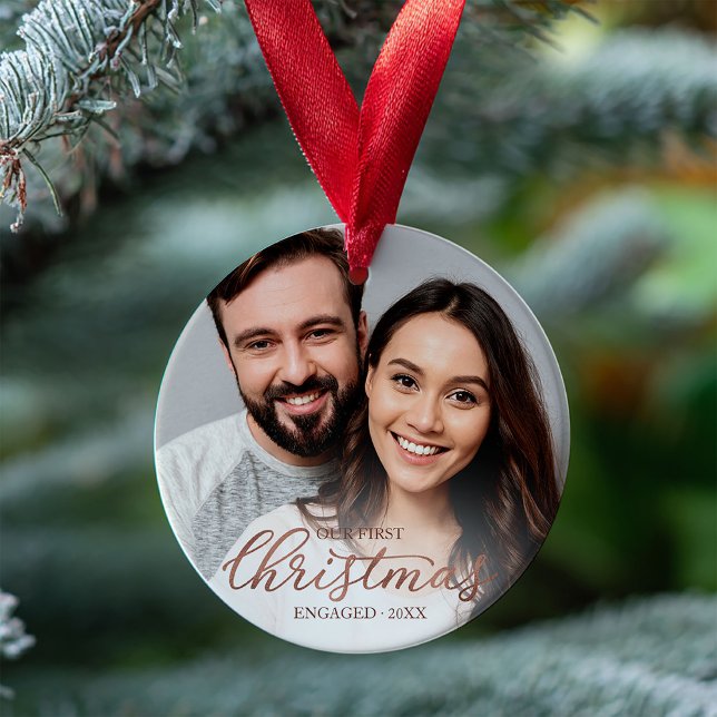 Notre Premier Noël Fiancé Rose Gold Script (Créateur téléchargé)