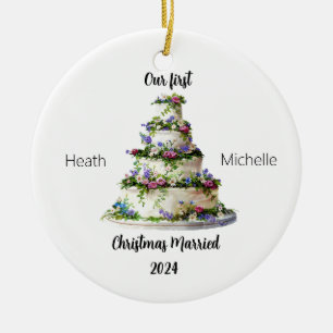 Notre premier Noël Marié Ornement Personnalisé