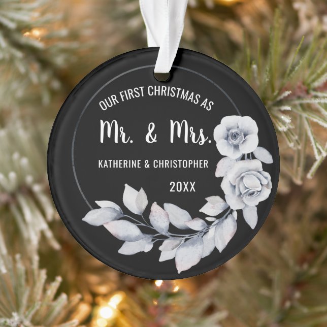 Notre premier Noël marié | Ornement Rose Argent (Arbre)