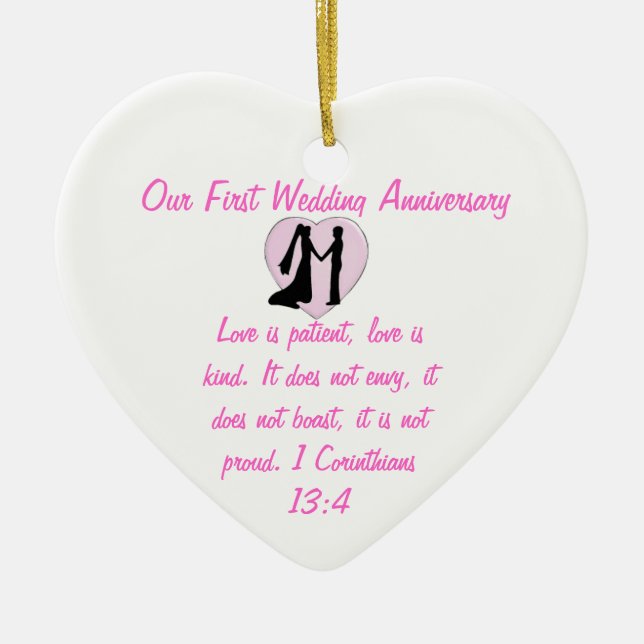 Notre premier ornement de coeur d'anniversaire de (Devant)