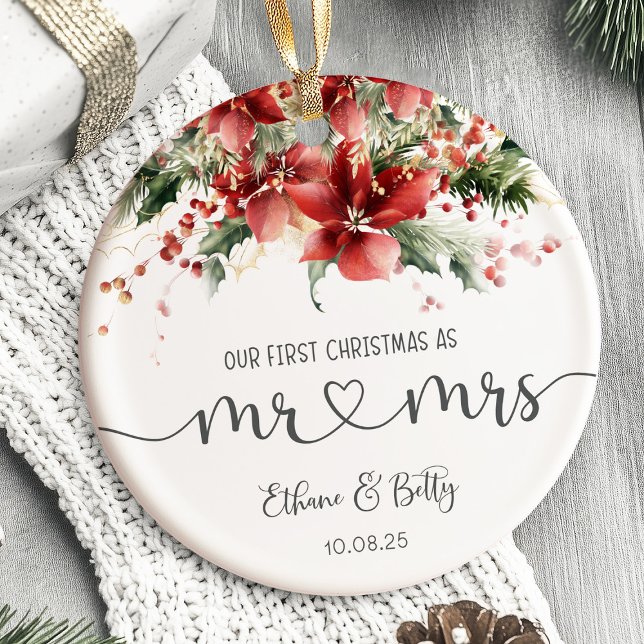 Notre Premier Ornement Marié de Noël Mr&Mrs. (Our First Christmas Married Ornament)