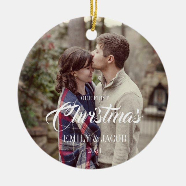 Notre premier ornement photo en couple de Noël (Devant)