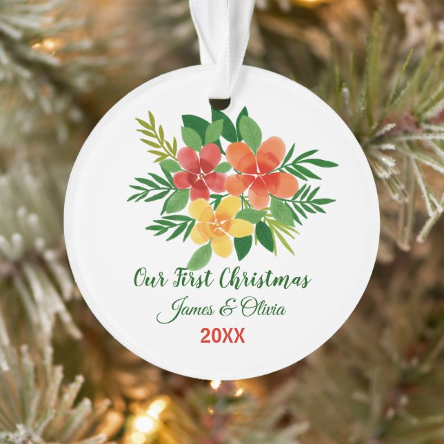 Notre première aquarelle de Noël Vert Flora Couple (Arbre)