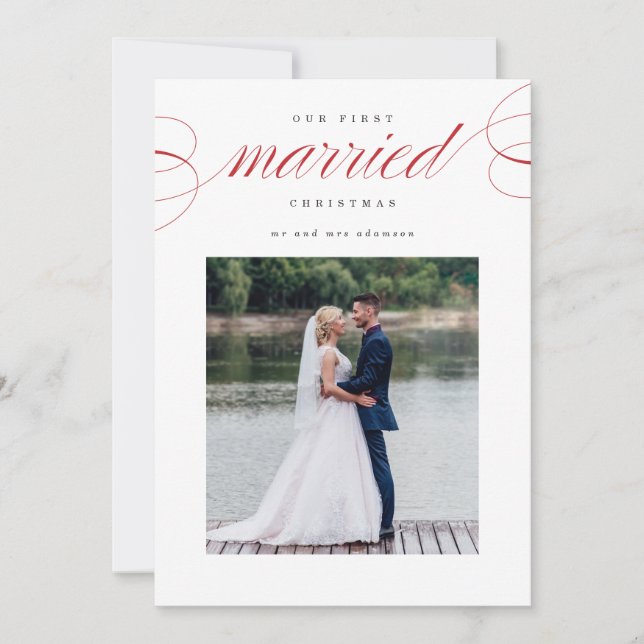 Notre première carte de vacances de Noël mariée (Devant)