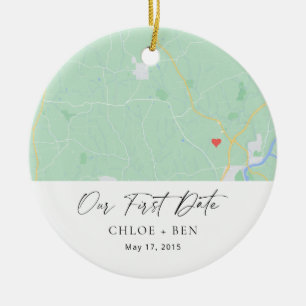 Notre première date Carte personnalisée Ornement e
