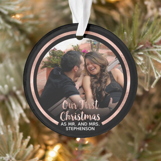 Notre première photo Rose de Noël en or Script (Arbre)