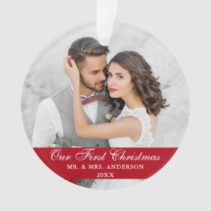 Notre première photo rouge Mariage Noël