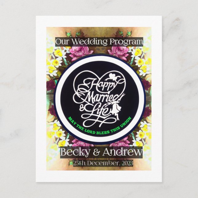 Notre programme de mariage Pamplet (Devant)