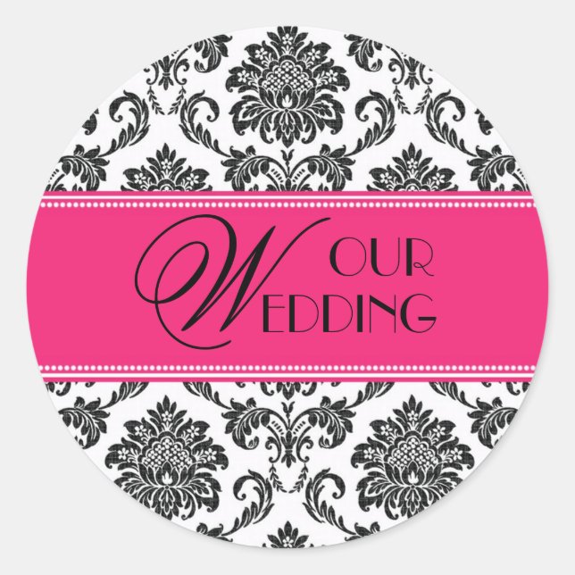 Notre Sticker Mariage Fuchsia Orange Damask (Devant)