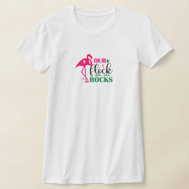 Notre troupeau roche t-shirt flamingo (Poser)