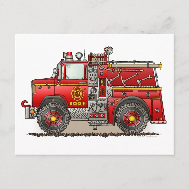Notrufkarte für Feuerlöschpumpe Postkarte (Vorderseite)