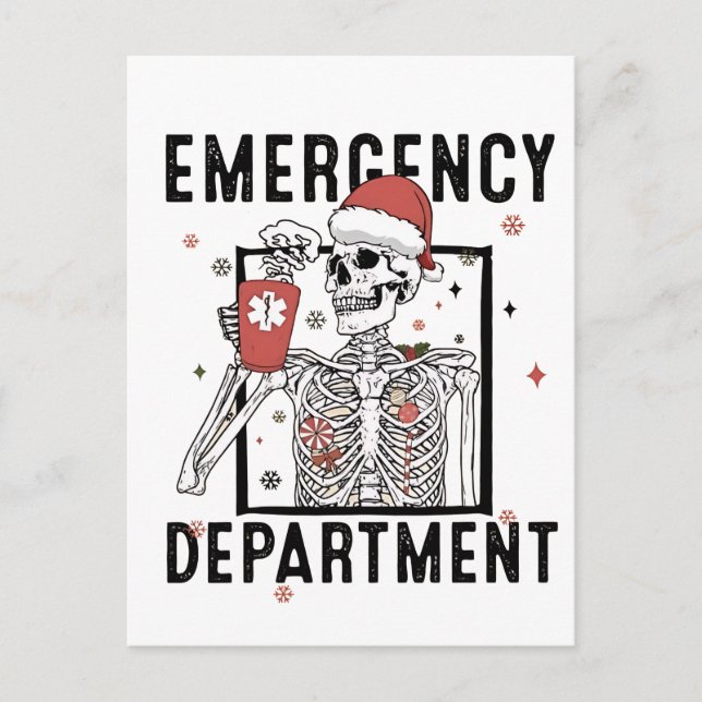 Notrufzentrale Skeleton Nursing Coffee Lover Einladungspostkarte (Vorderseite)
