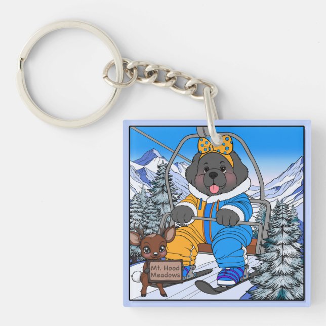 Notta Bear Mt. Hood Meadows Newfoundland Ski Lift  Schlüsselanhänger (Vorderseite)