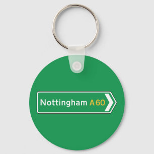 Nottingham, BRITISCHES Verkehrsschild Schlüsselanhänger
