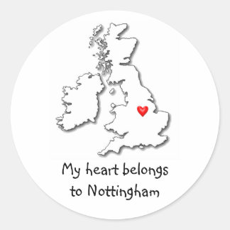Nottingham, mein Herz gehört Runder Aufkleber