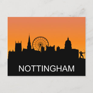 Nottingham Silhouette, Sonnenuntergang im Sommer, Postkarte