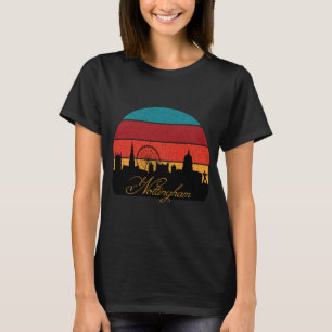 Nottingham Skyline Retro Synthwave Reise T-Shirt