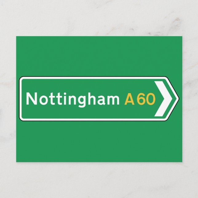 Nottingham, UK Road Sign Postkarte (Vorderseite)