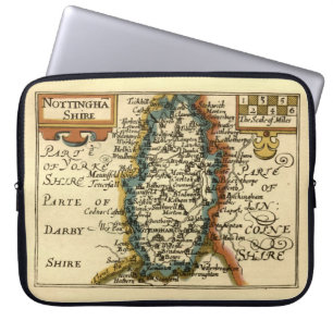 Nottinghamshire Landkreis England Alte antike Kart Laptopschutzhülle