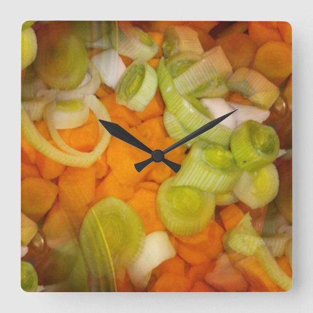"N'oubliez pas de préparer la veg." Horloge murale (Recto)