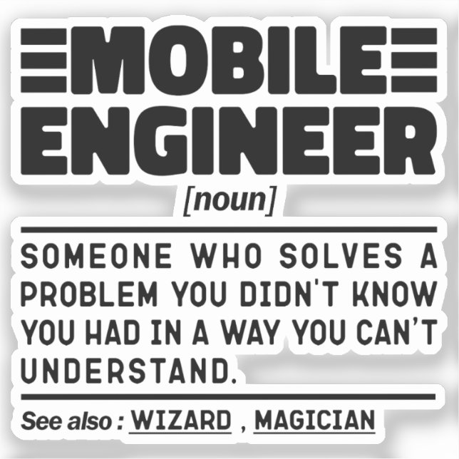 Noun-Fehlerbehebungsspezialist für Mobile Engineer Aufkleber (Vorderseite)