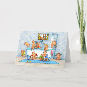 Nounours dans la baignoire - Carte de voeux pour e