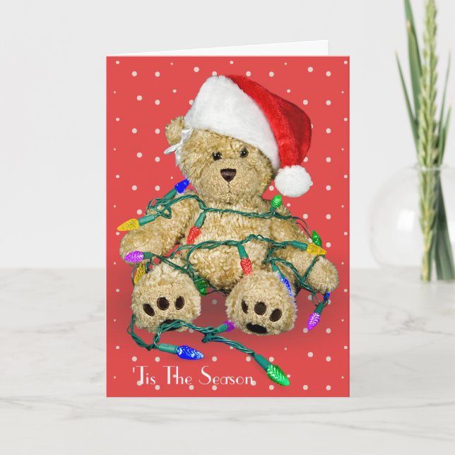 Nounours de Noël dans la carte des lumières de vac (Devant)