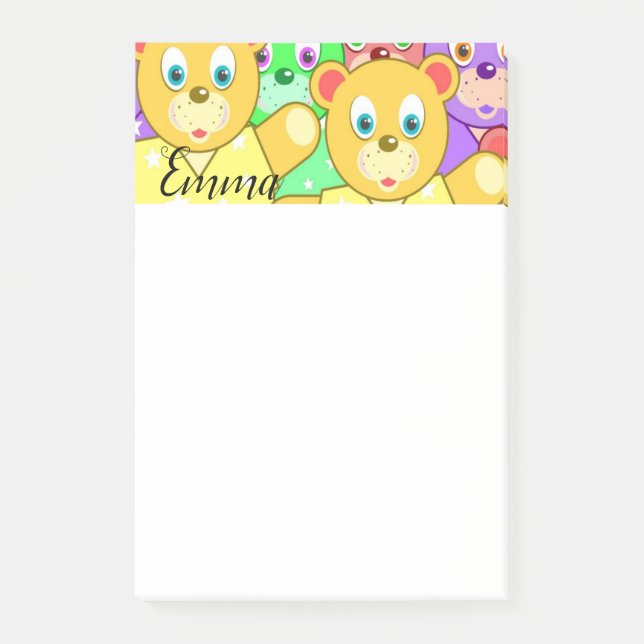Nounours d'ours en couleur Post-it Notes (Devant)