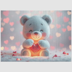 Nounours en papier de soie avec un cœur