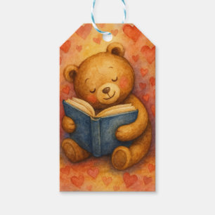 Nounours Lecteur – Étiquette Cadeau Modifiable